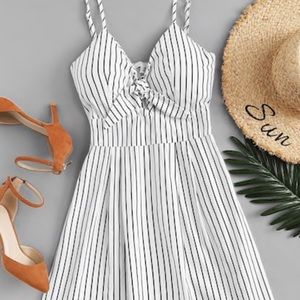 Pinstripes dress black and white A-line sundress